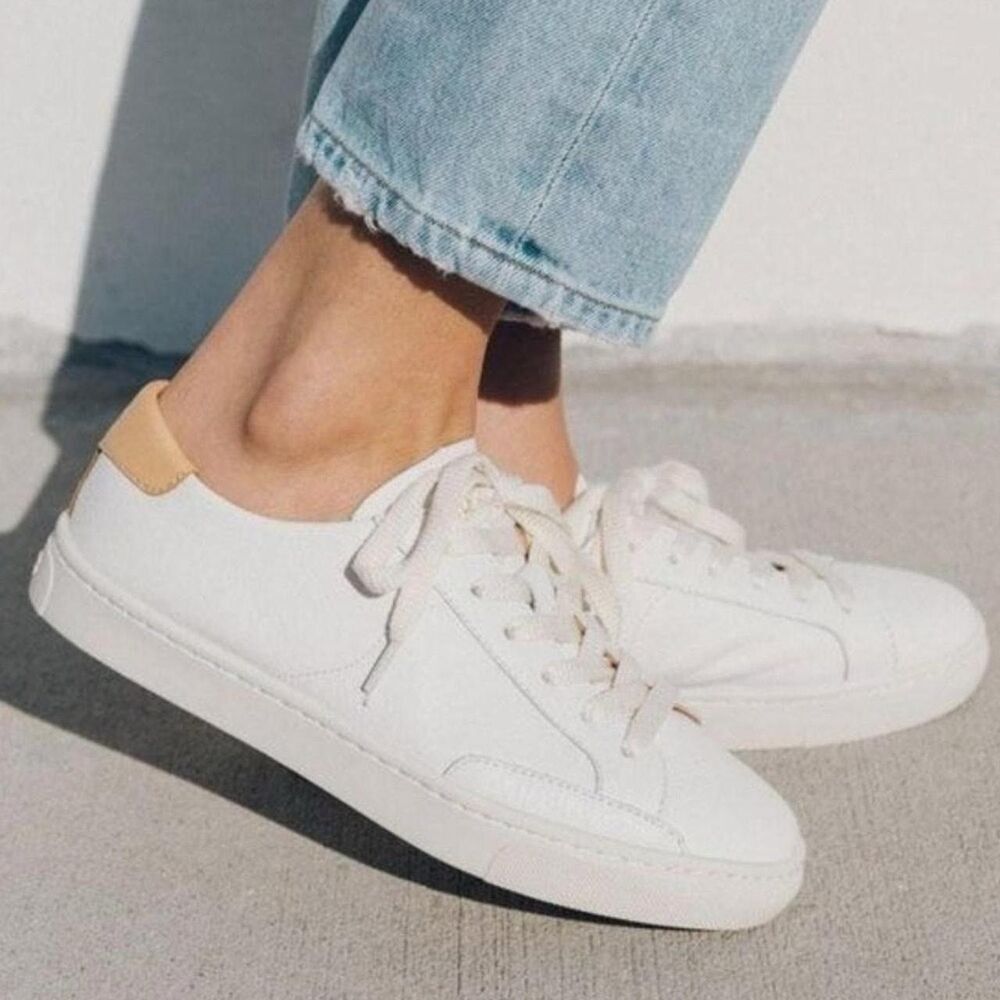 Soludos Ibiza Classic Leather Lace-Up Sneakers White Size EU 40.5 US 10